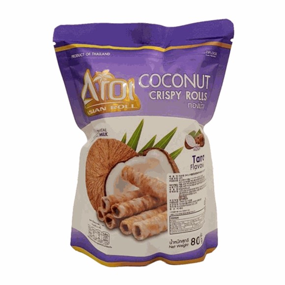 Bánh quế dừa giòn AROI vị Khoai môn 80g, 1 gói 1