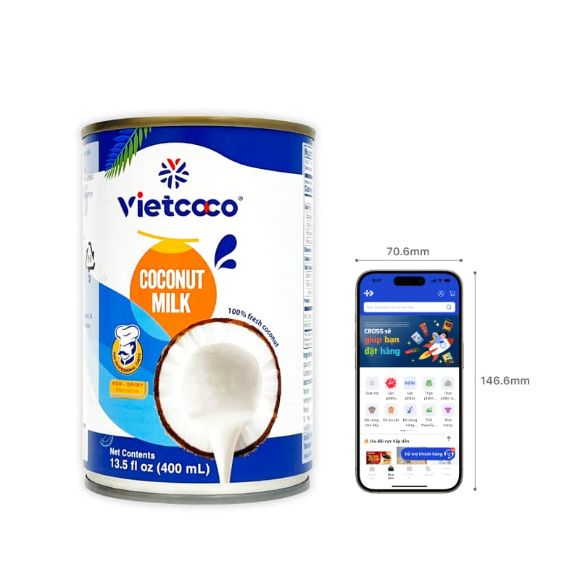 Nước cốt dừa Vietcoco 400ml, 1 lon 2