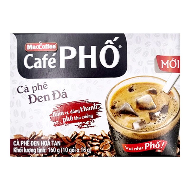 Cà phê hòa tan Đen đá Café Phố 160g, 1 hộp 10 gói 1